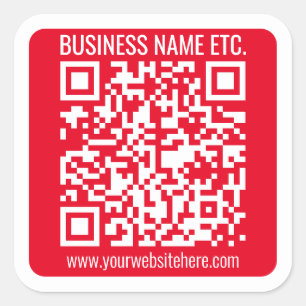 Create Your Own QR Code w/Border   Red & White Square Sticker