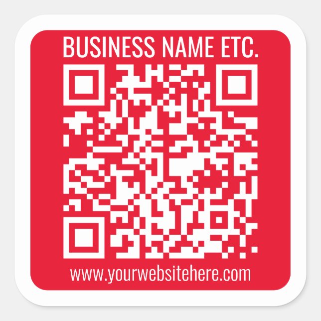 Create Your Own QR Code w/Border | Red & White Square Sticker (Front)