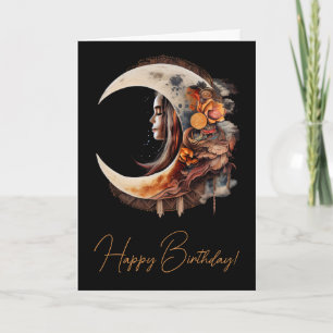 Create Your Own Quiet Boho Floral Moon Holiday Card