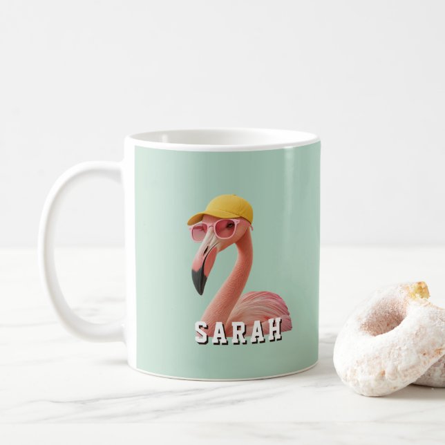 Create Your Own Quote Custom Flamingo Coffee Mug (With Donut)