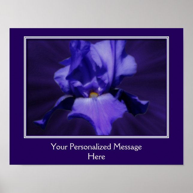 Create Your Own Quote Purple Bearded Iris Flower  Poster (Front)