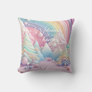 Create Your Own Rainbow Candy Christmas Trees Throw Pillow