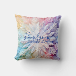 Create Your Own Rainbow Christmas Paper Snowflake Throw Pillow