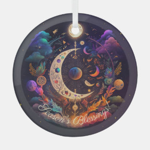 Create Your Own Rainbow Crescent Moon & Wildflower Glass Ornament