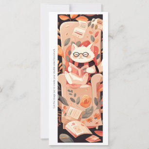 Create Your Own Reading White Cat Bookmark Card