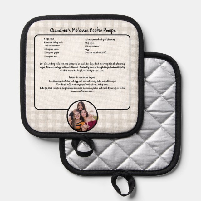 Create your own Recipe keepsake Buffalo Add Photo  Pot Holder (Front/Back)