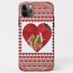 Create Your Own Red and White Floral Heart Design Case-Mate iPhone Case