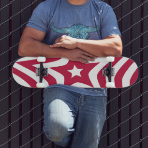 Create Your Own Red and White Star Skateboard