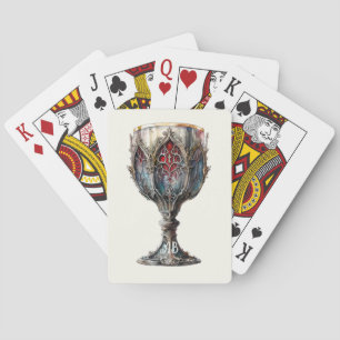 Create Your Own Red & Blue Gold Rimmed Chalice Playing Cards