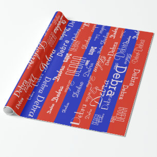 create your own red & blue name pattern wrapping paper