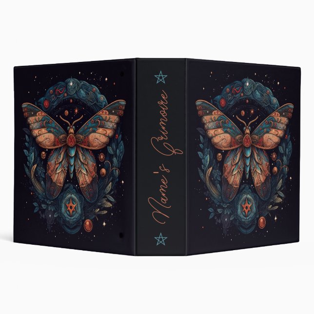 Create Your Own Red Blue Orange Fantasy Moth Binder (Background)