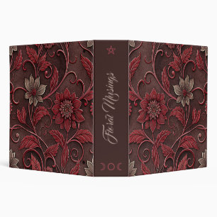 Create Your Own Red Bronze Vintage Floral Vine Binder