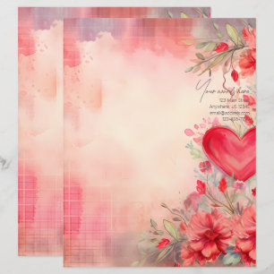 Create Your Own Red Carnations Love Letter Paper