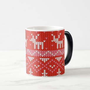 Create Your Own Red Christmas Sweater Pattern Magic Mug