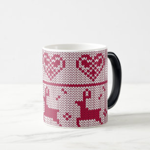 Create Your Own Red Christmas Sweater Pattern Magic Mug