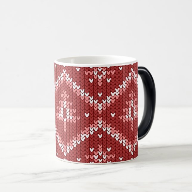 Create Your Own Red Christmas Sweater Pattern Magic Mug (Front Right)