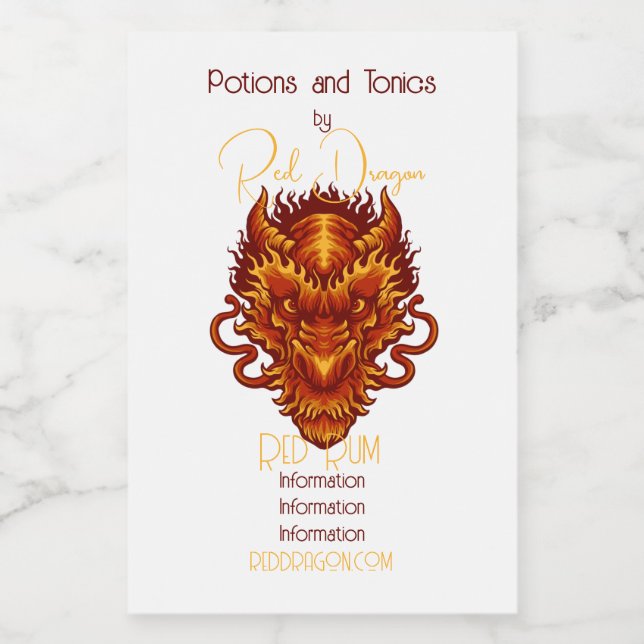 Create Your Own Red Dragon Head Food Label (Single Label)