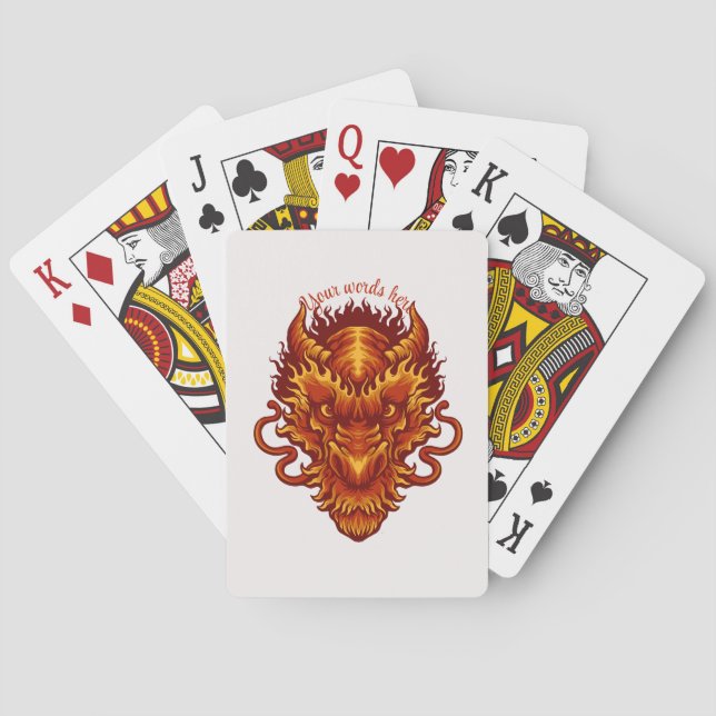 Create Your Own Red Dragon Head Playing Cards (Back)