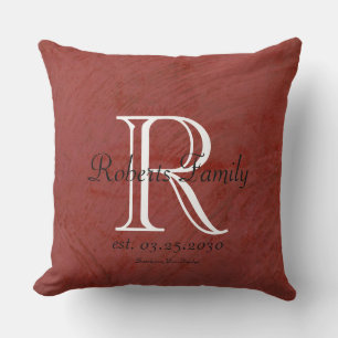 Create Your Own Red Faux Leather Monogram Throw Pillow