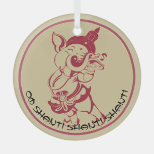 Create Your Own Red & Gold Ganesh Flute Glass Ornament