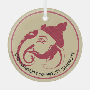 Create Your Own Red & Gold Ganesh Profile Glass Ornament