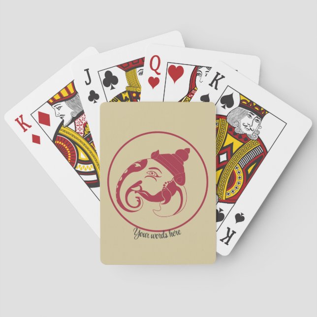 Create Your Own Red & Gold Ganesh Profile Playing Cards (Back)