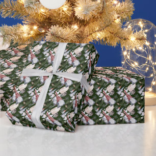 Create Your Own Red & Gold Hygge Gnomes & Village Wrapping Paper