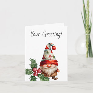 Create Your Own Red Green Christmas Tree Cap Gnome Holiday Card