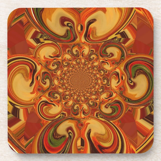 Create Your Own Red green Cool  floral design Coaster (Front)