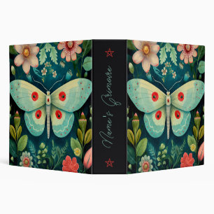 Create Your Own Red Green Floral Garden Moth Binder