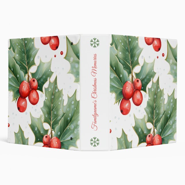Create Your Own Red Holly Berries & Leaves Binder (Background)