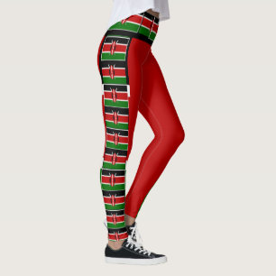 Create your Own Red Kenya National Flag Colours ar Leggings