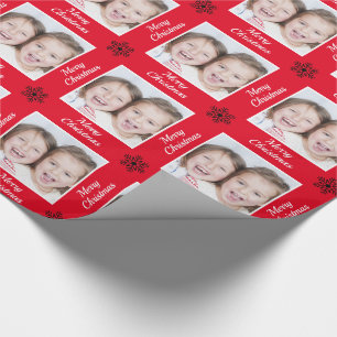 Create Your Own Red Merry Christmas Photo Wrapping Paper
