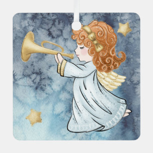 Create Your Own Red Trumpeting Christmas Angel Metal Ornament