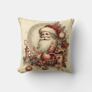 Create Your Own Red Victorian Christmas Santa Throw Pillow