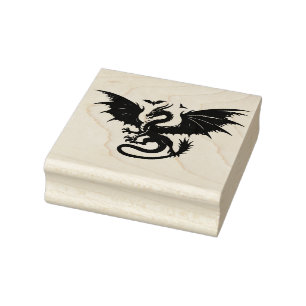 Create Your Own Regal Winged Dragon Emblem Rubber Stamp
