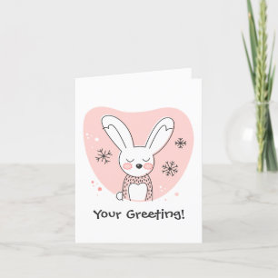 Create Your Own Retro Bunny Orange Christmas Holiday Card