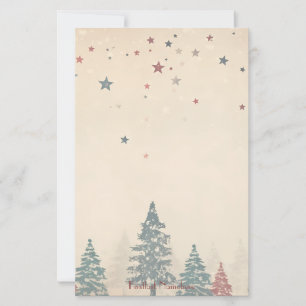 Create Your Own Retro Celestial Red Teal Trees Stationery