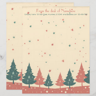 Create Your Own Retro Celestial Yule Trees Letterhead