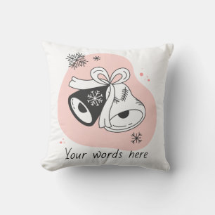 Create Your Own Retro Christmas Bells Orange Throw Pillow