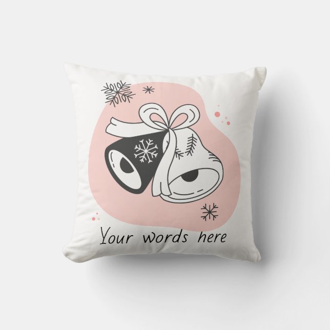 Create Your Own Retro Christmas Bells Orange Throw Pillow (Front)