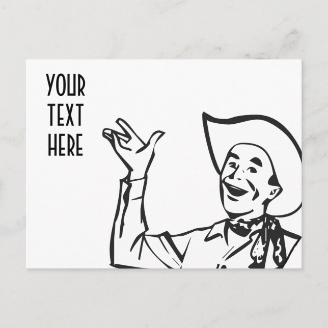 CREATE YOUR OWN RETRO COWBOY GIFTS POSTCARD (Front)