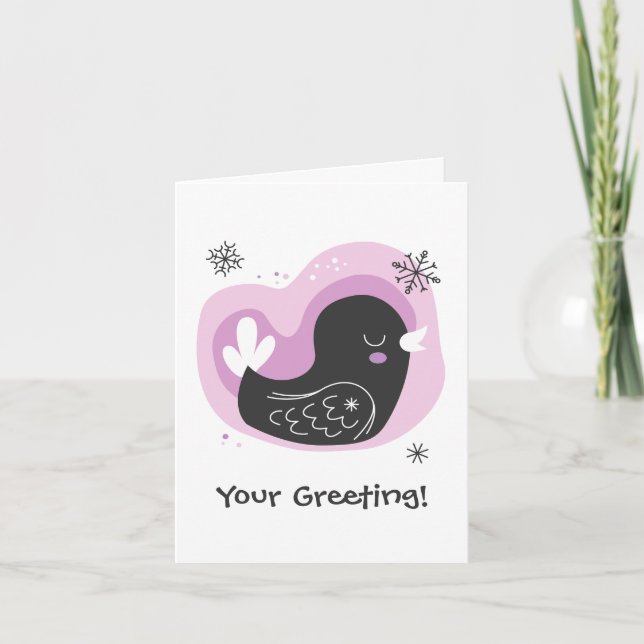 Create Your Own Retro French Hen Christmas Holiday Card (Front)