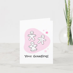 Create Your Own Retro Gingerbread Pink Christmas Holiday Card