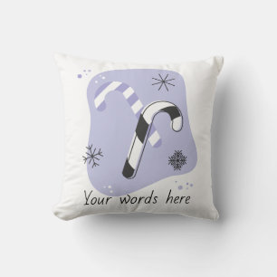 Create Your Own Retro Purple Candy Canes Christmas Throw Pillow