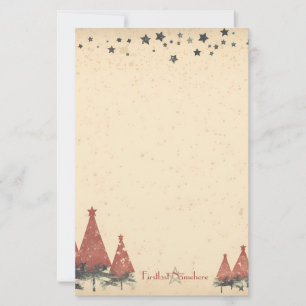 Create Your Own Retro Red Grey Celestial Yule Stationery