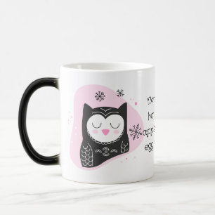 Create Your Own Retro Snow Owl Pink Christmas Magic Mug