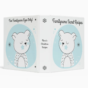 Create Your Own Retro Teddy Bear Blue Christmas Binder