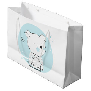 Create Your Own Retro Teddy Bear Blue Christmas Large Gift Bag
