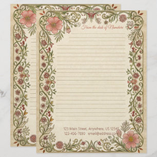 Create Your Own Romantic Coral Art Nouveau Floral Letterhead